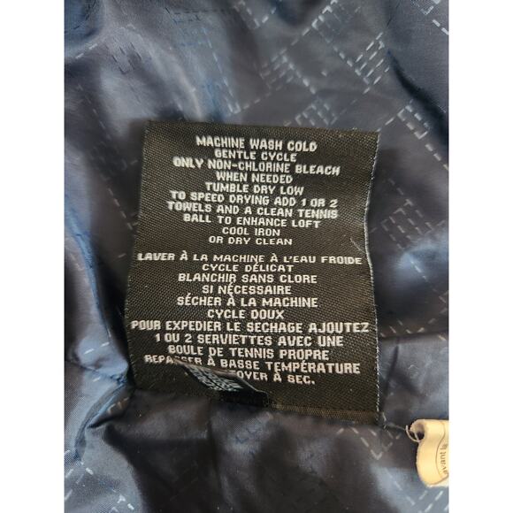 Cole Haan signature down feather puffer coat sz XL faux fur zip front navy brown - Picture 15 of 16